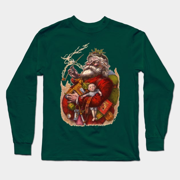 Victorian Christmas Santa Claus Long Sleeve T-Shirt by MasterpieceCafe